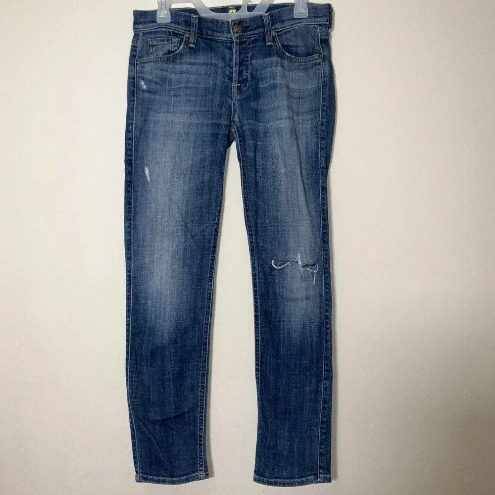 7 For All Mankind Josefina Skinny Boyfriend Women‎ Size 26 Mid Rise Denim Jeans